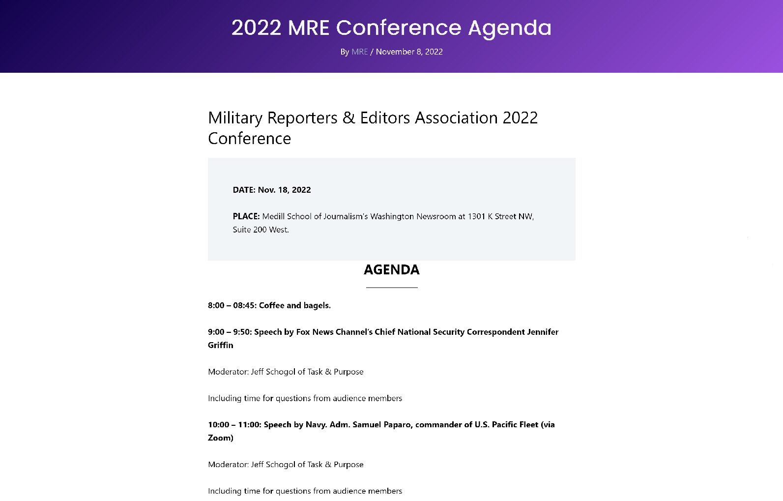 MRE 2022 conference agenda featured image