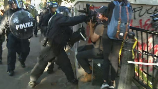 U.S. Park Police are accused of attacking Australian reporters during Monday night’s protest near the White House. Photo courtesy ABC 7 WJLA